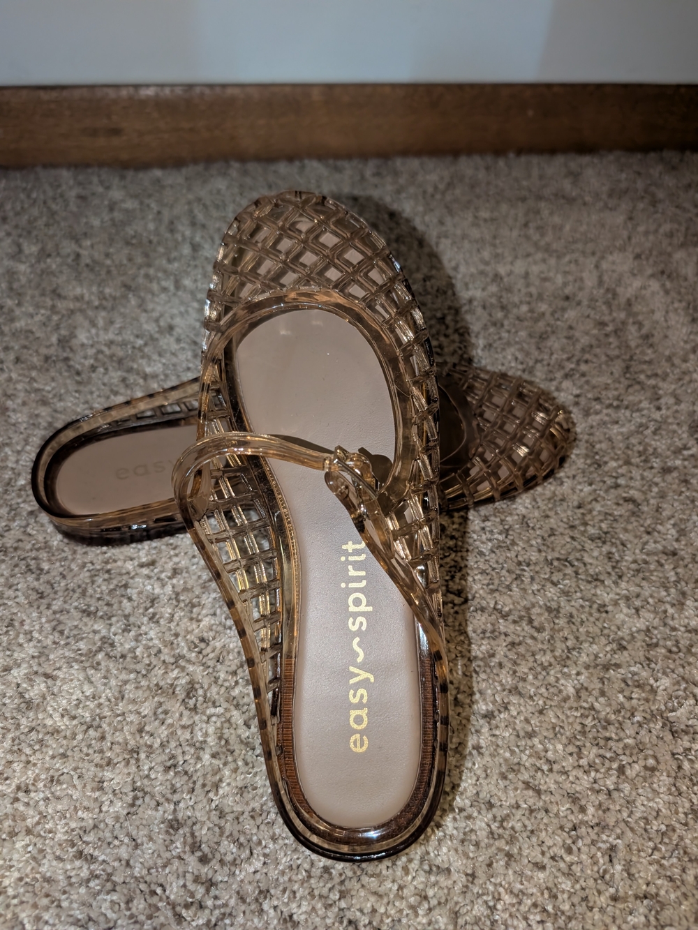 Easy Spirit Amber Clear Woven Jelly Slide Sandals